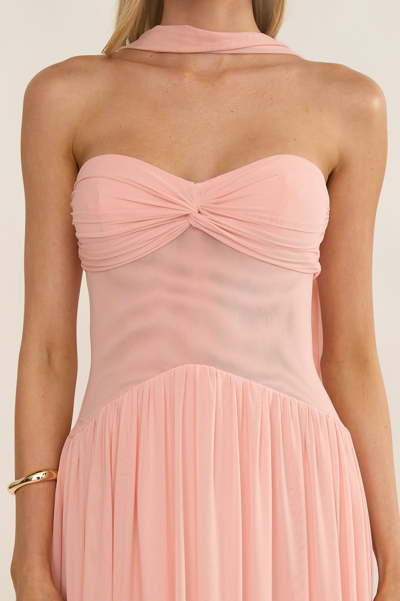 Annita Sheer Waist Maxi Dress Blush