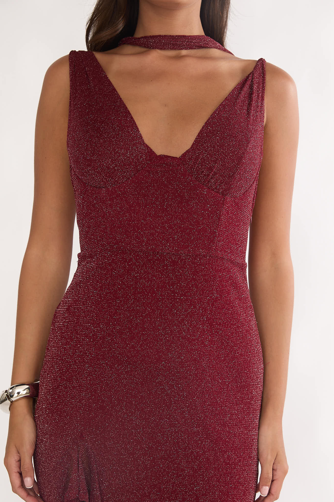 Chantrelle Twist Back Split Maxi Dress Wine