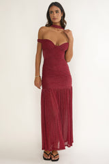 Delora Off-Shoulder Scarf Maxi Dress Red