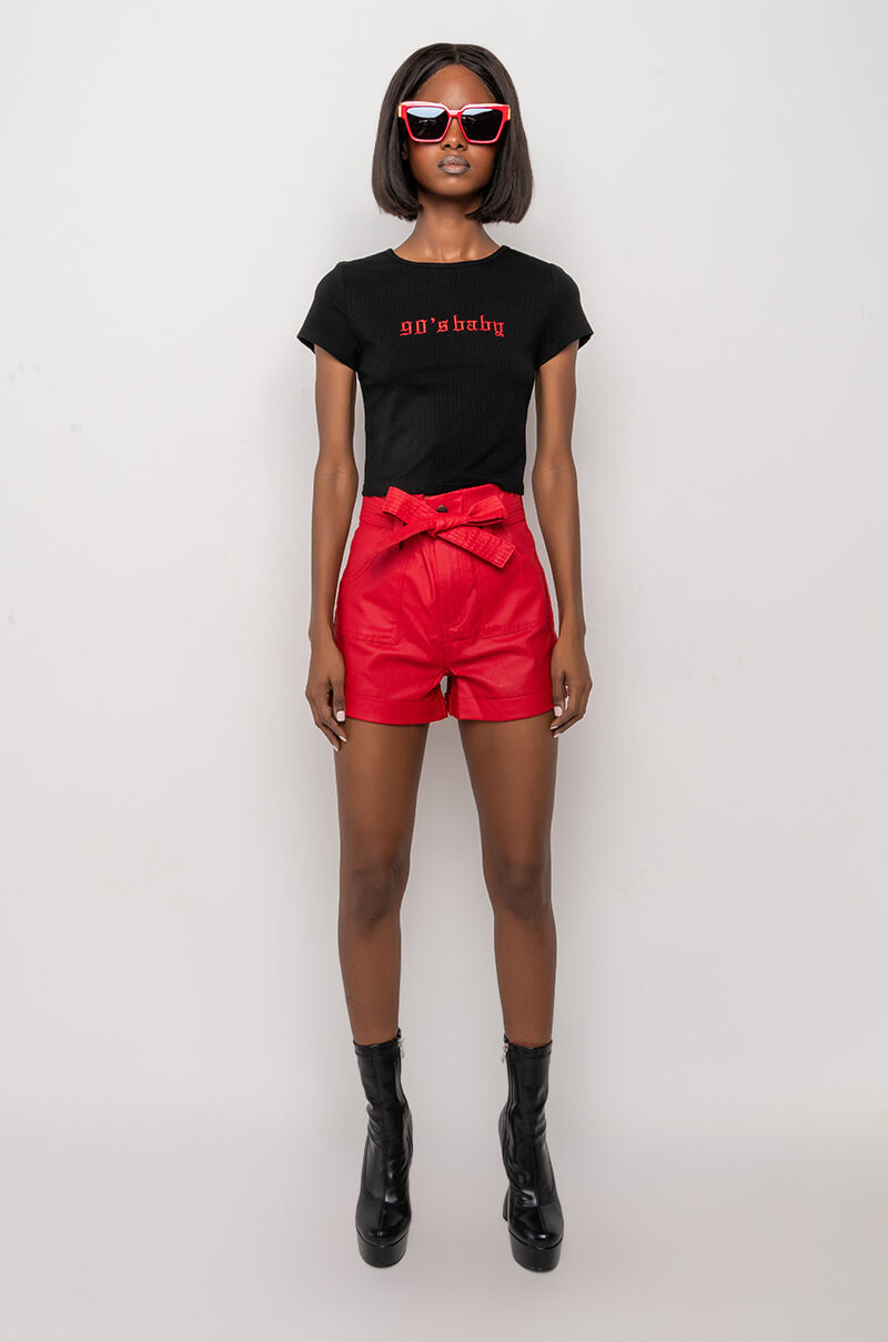 90S BABY RIBBED SHORT SLEEVE CROP TEE