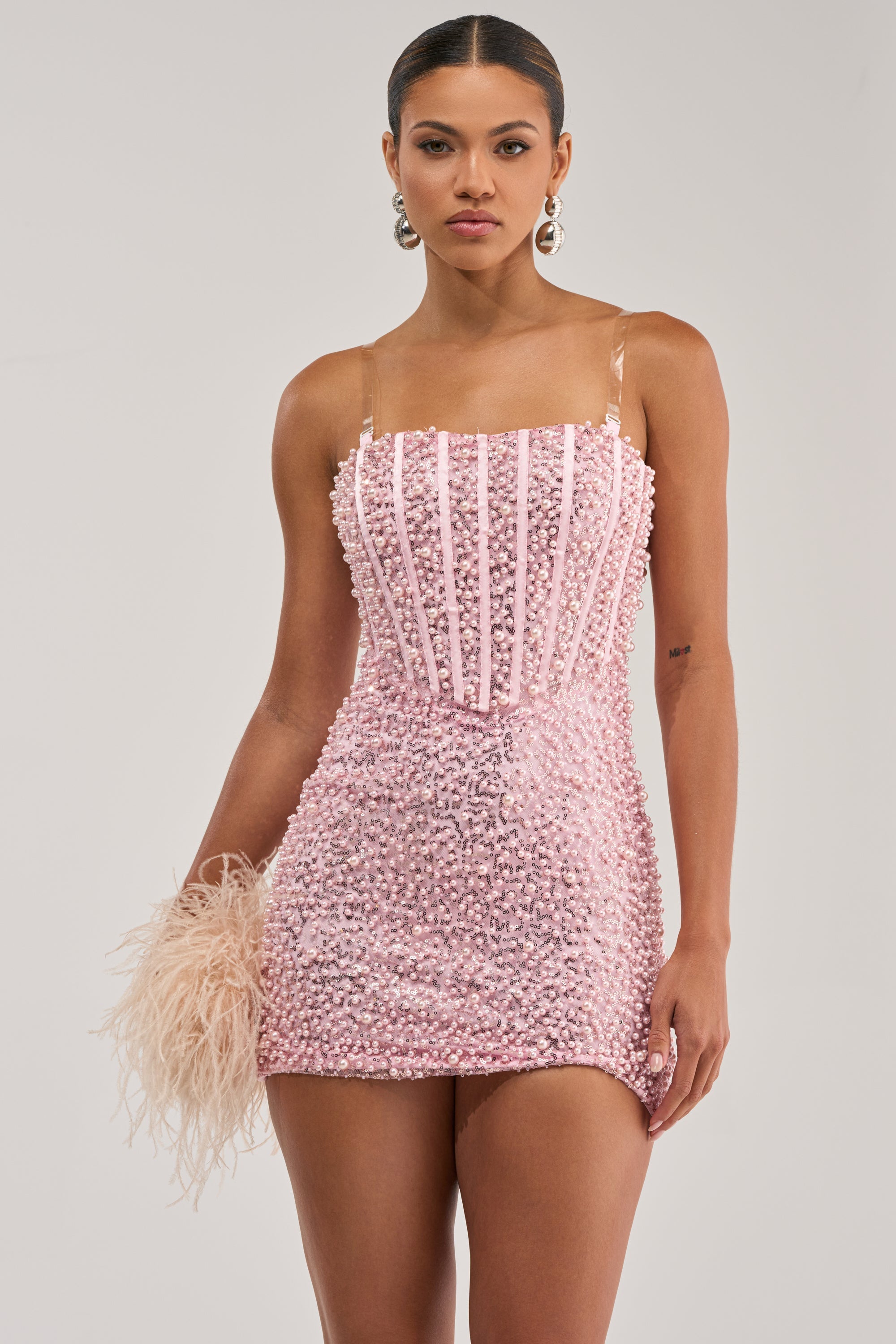 PEARLS FOR THE GIRLS MINI DRESS IN PINK