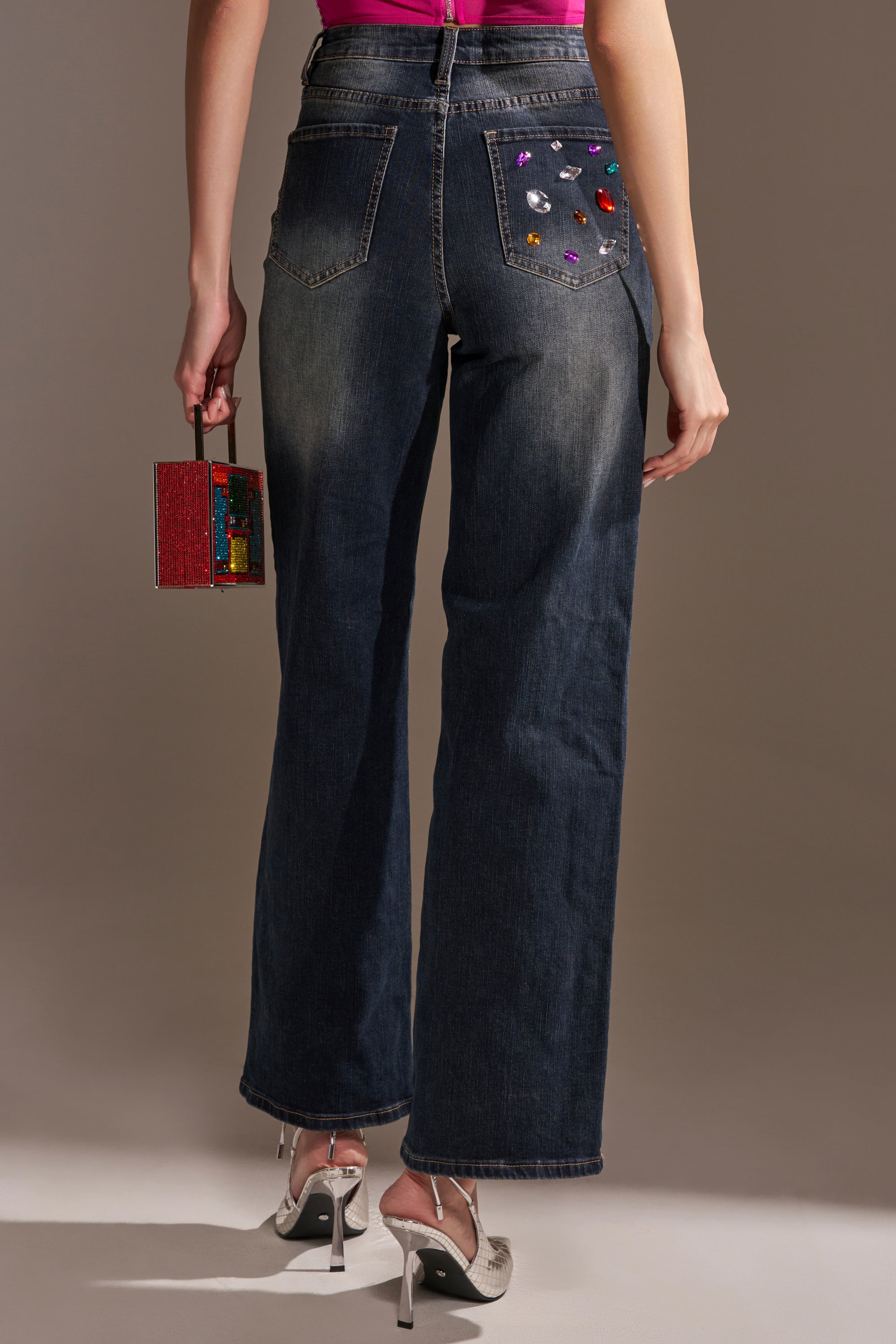 JEWELERS ROW RHINESTONE DENIM JEANS