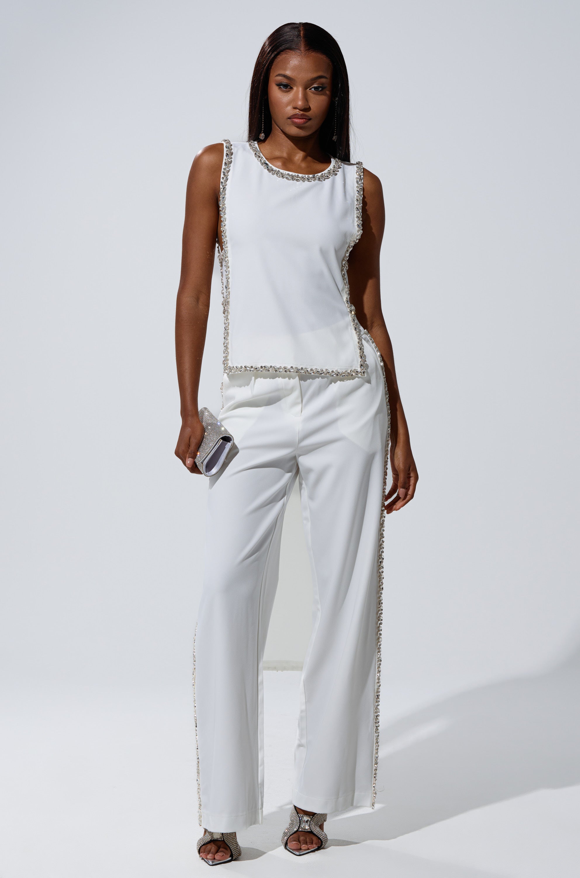 TALK TO ME BABY BLOUSE WITH RHINESTONE IN WHITE