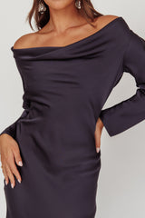 Cecilia Long Sleeve Drape Back Maxi Dress Navy