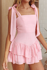 Despacito Tied Shoulder Mini Dress Pink