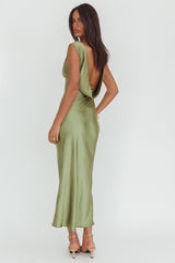 Cheers To You Cowl Back Maxi Dress Olive