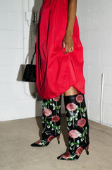 AZALEA WANG BRIDGIE BLACK AND FLORAL STILETTO