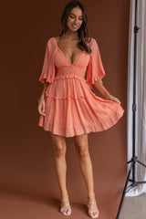 Desert Rose Bell Sleeve Mini Dress Blush