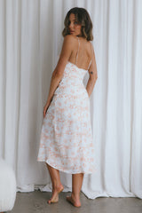 Catch Feelings Sweetheart Neckline Midi Dress Floral Pink