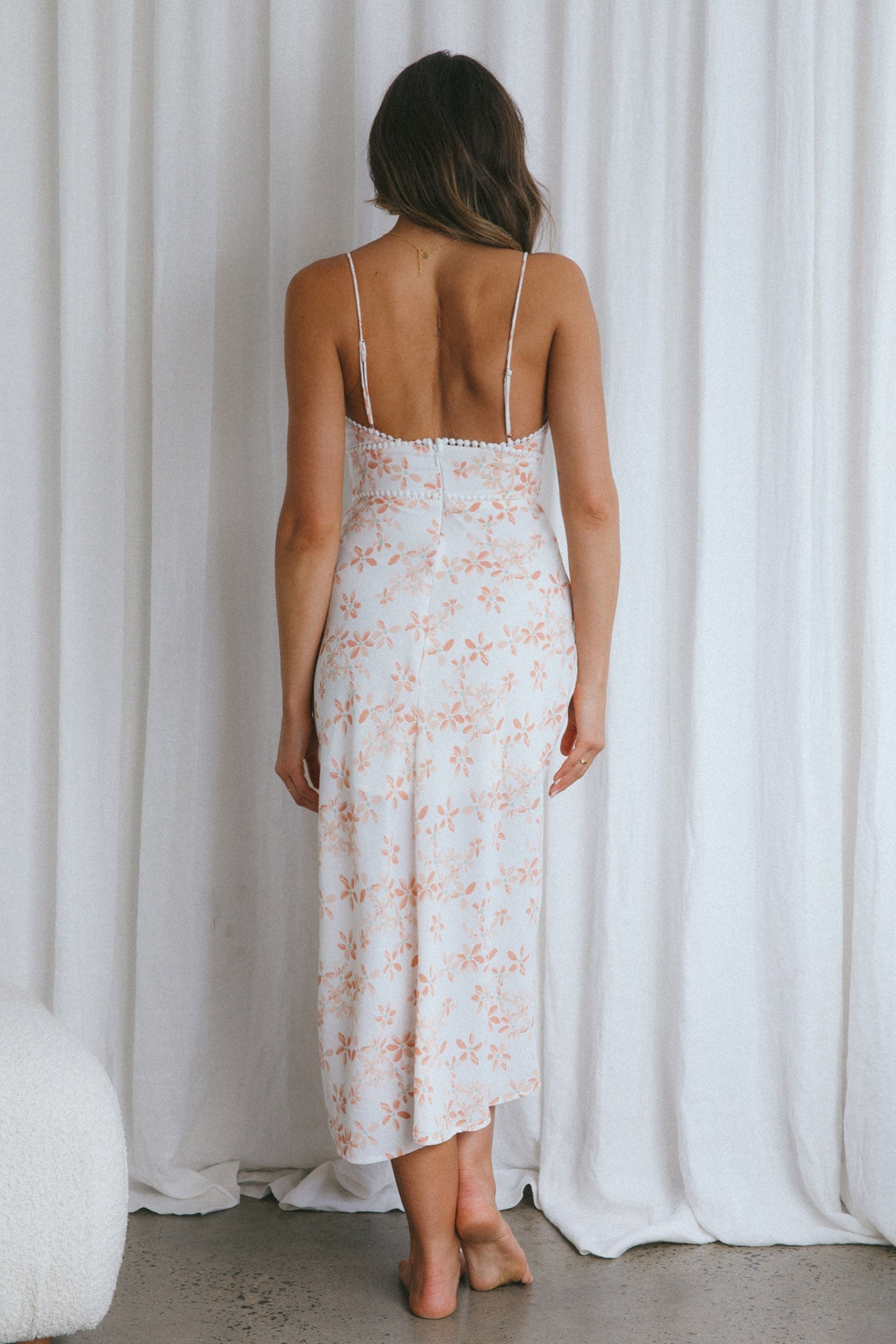 Catch Feelings Sweetheart Neckline Midi Dress Floral Pink