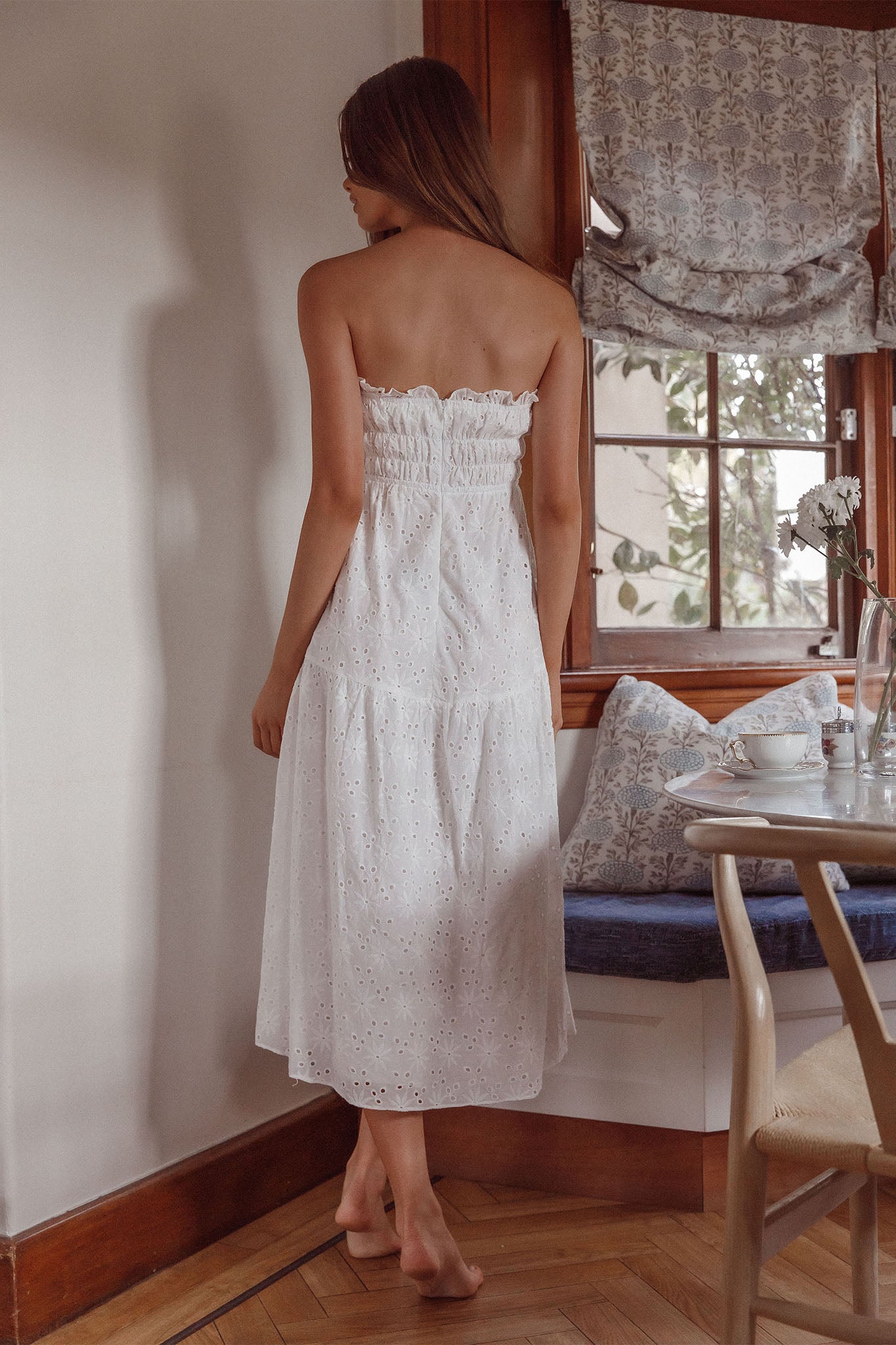 Chasing Sunshine Strapless Midi Dress White