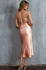 City Lights Cut-Out Waist Strappy Back Midi Dress Desert Rose