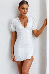 Aylina Scalloped Lace Mini Dress White