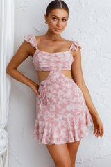 Barcelona Tied Back Mini Dress Floral Blush