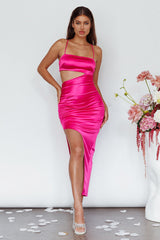 Can't Hardly Wait Cut-Out Midi Dress Fuchsia