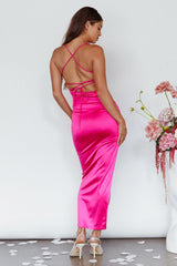 Can't Hardly Wait Cut-Out Midi Dress Fuchsia