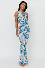 Cassiopeia Open Back Maxi Dress Abstract Blue