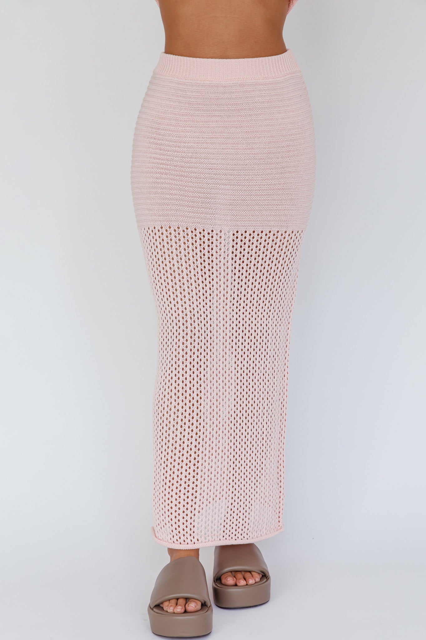 Bayside Crochet Maxi Skirt Pink