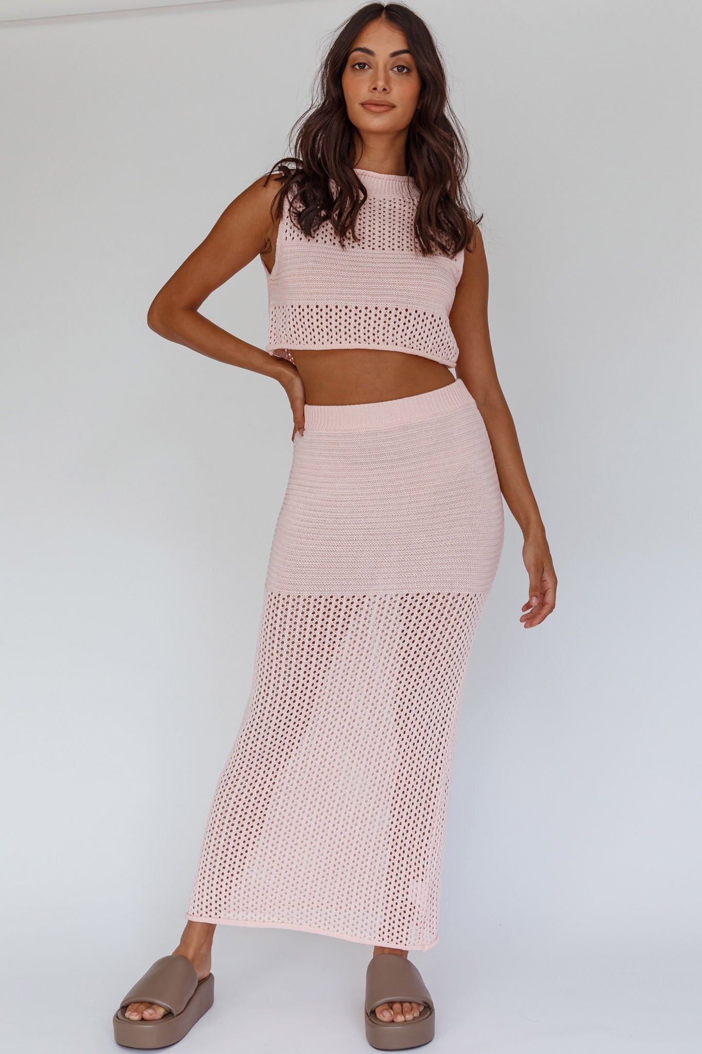 Bayside Sleeveless Crochet Top Pink