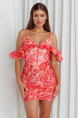 Catania Off-Shoulder Ruffle Mini Dress Floral Pink