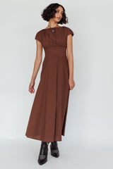 Derry Cap Sleeve A-line Maxi Dress Chocolate