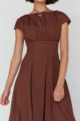 Derry Cap Sleeve A-line Maxi Dress Chocolate