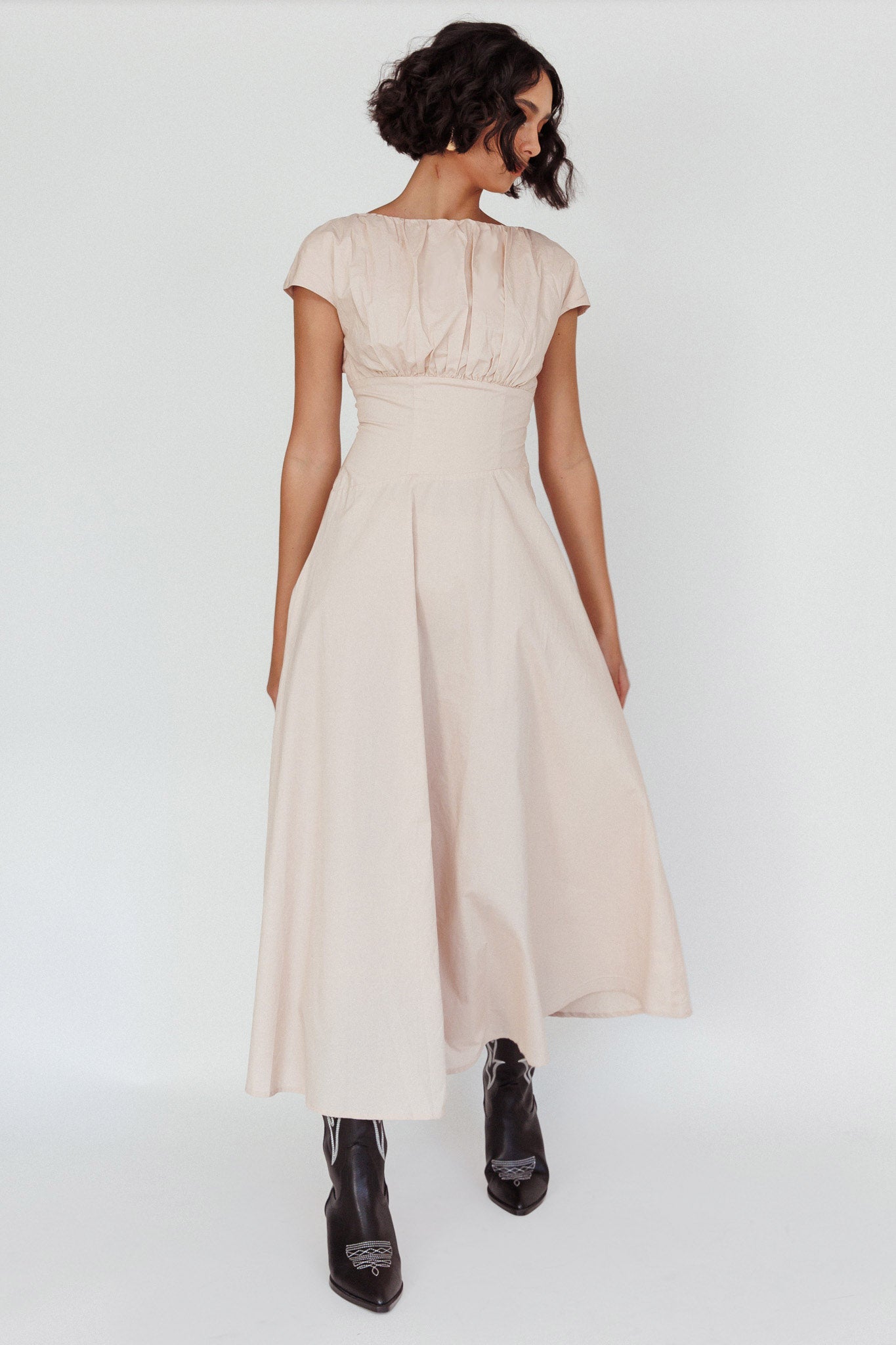Derry Cap Sleeve A-line Maxi Dress Oat
