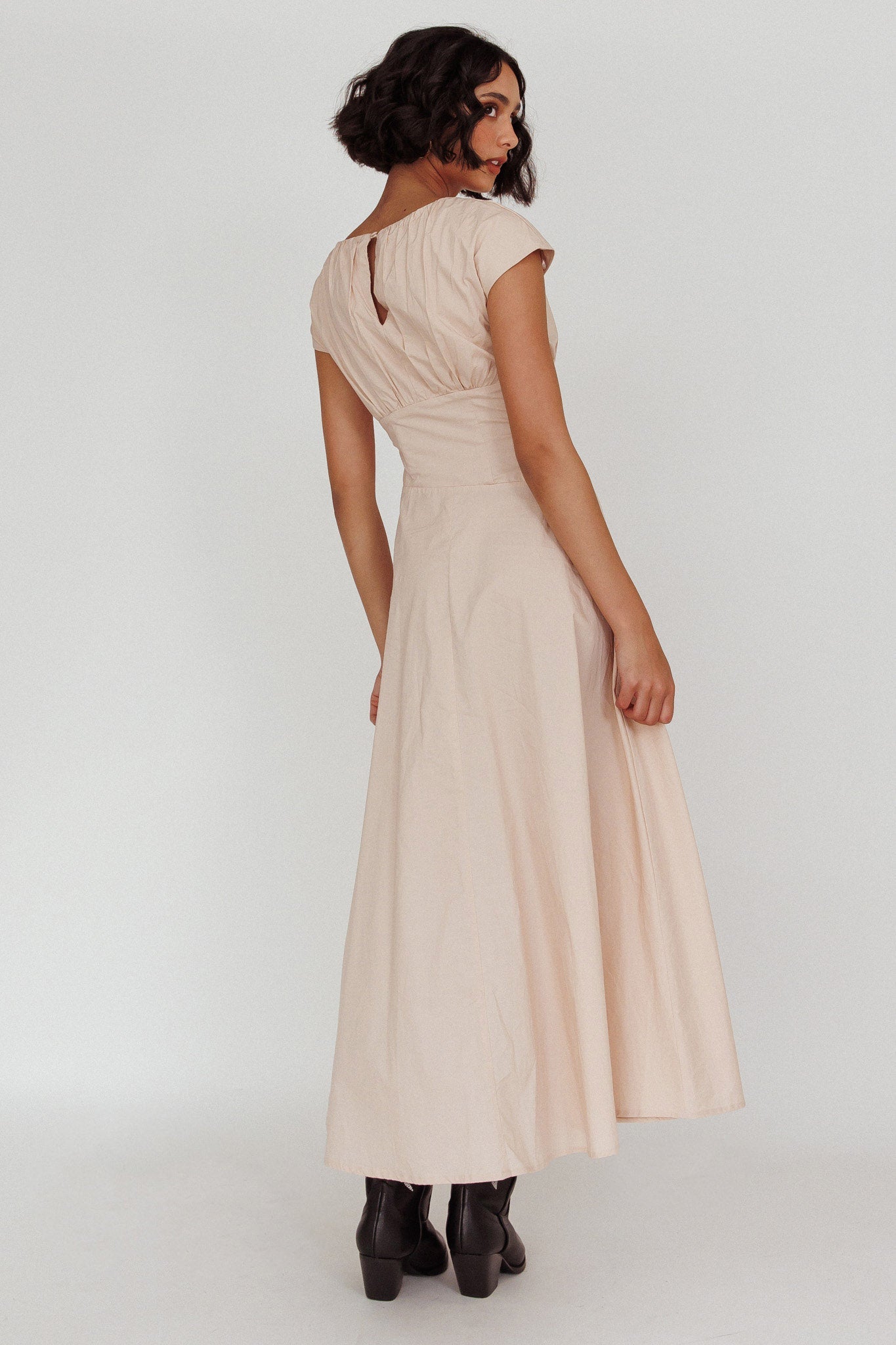 Derry Cap Sleeve A-line Maxi Dress Oat