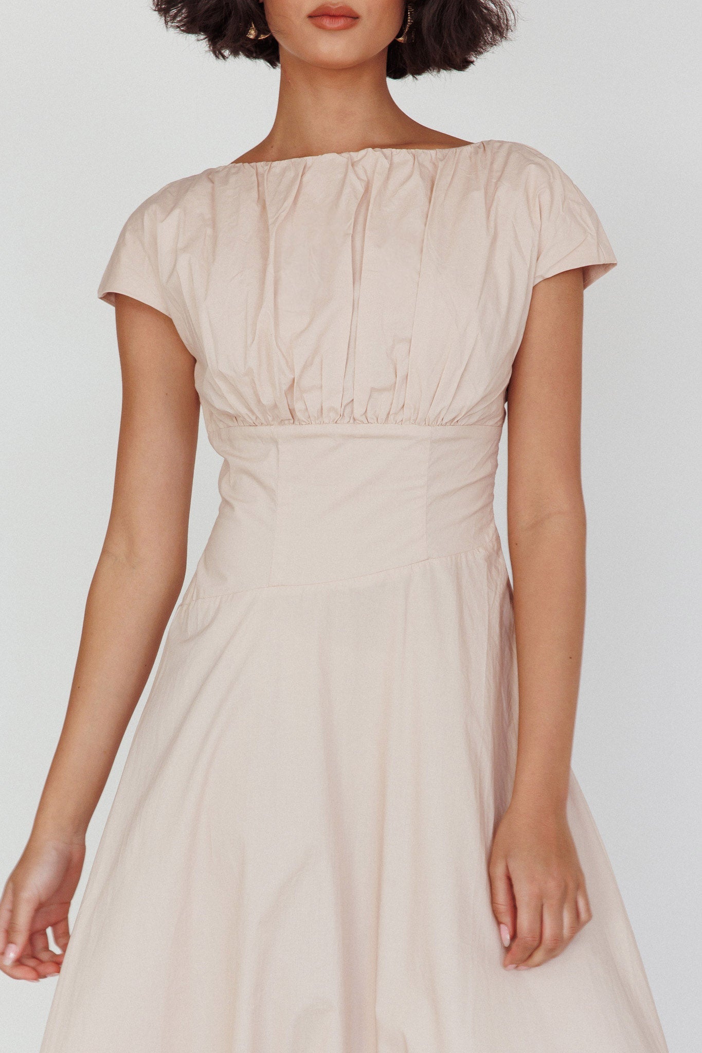 Derry Cap Sleeve A-line Maxi Dress Oat