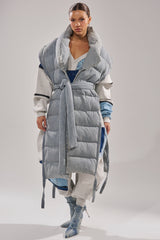 PILOT JONES LONG LINE PUFFER VEST IN DENIM