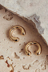 Chiara Half Hoop Stud Earrings Gold