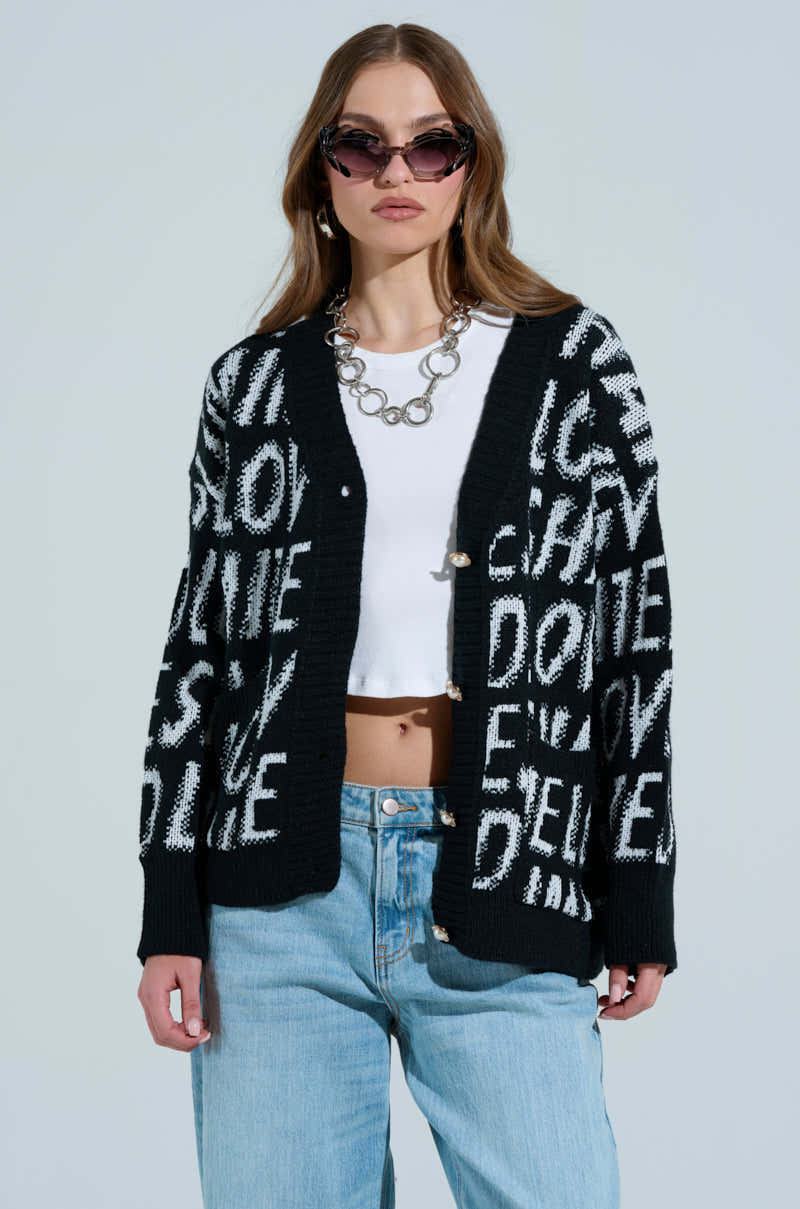 I JUST FEEL LIKE GRAPHIC CARDIGAN
