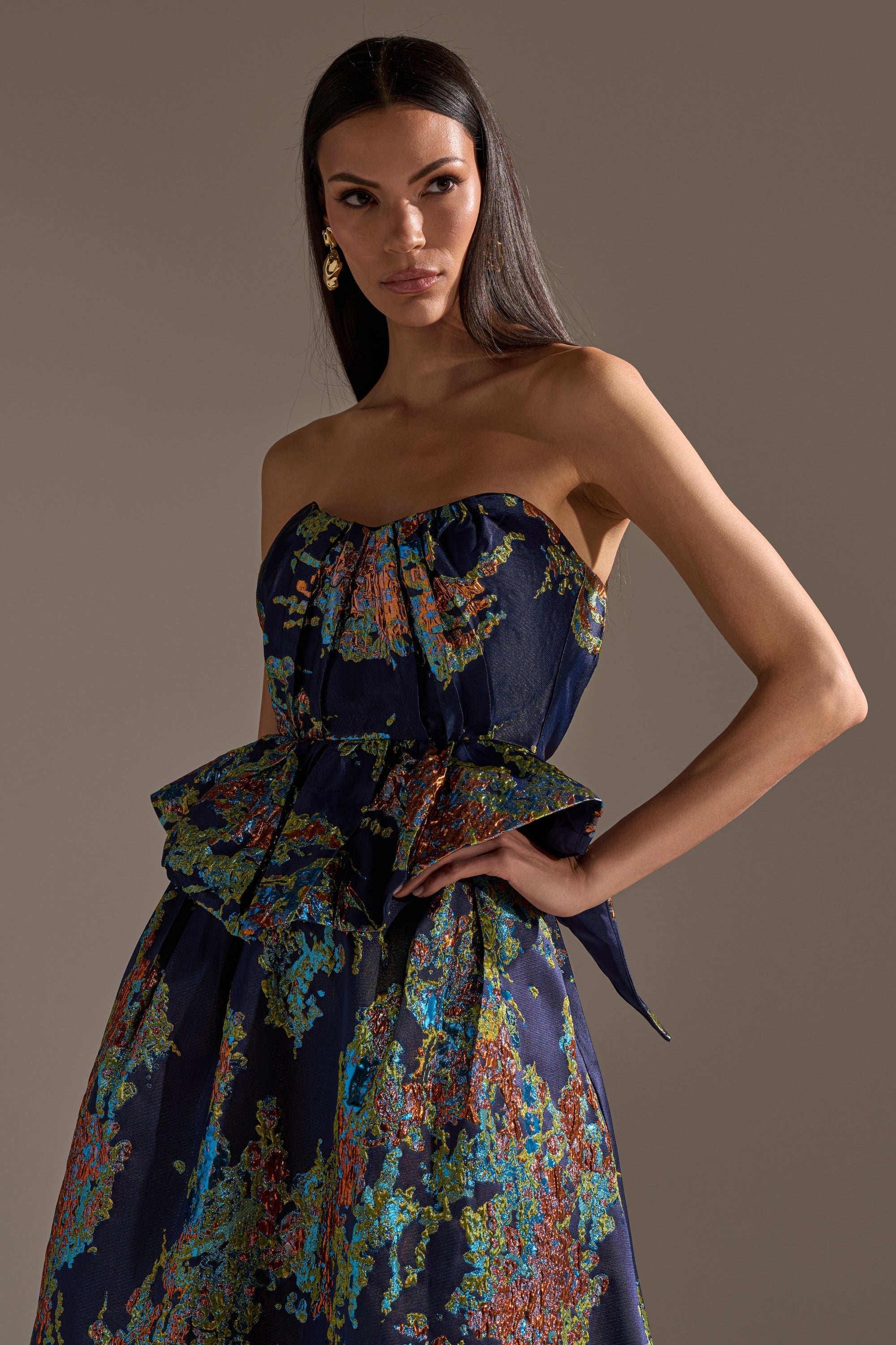 TRANSCENDENT FLORAL BROCADE CORSET TOP