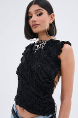 FOREVER AND EVER SLINKY TOP WITH LACE UP BACK