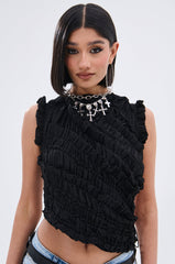 FOREVER AND EVER SLINKY TOP WITH LACE UP BACK