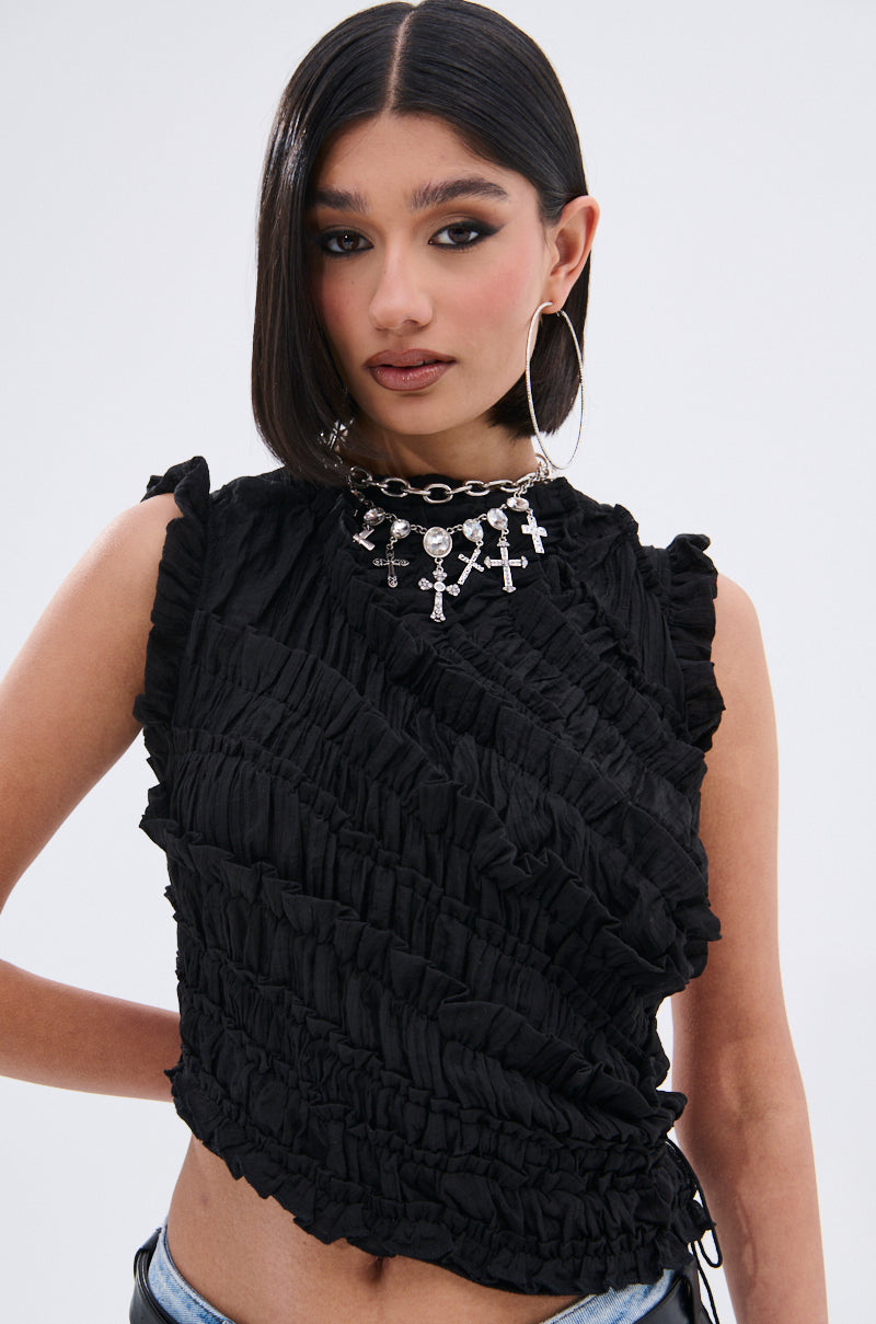 FOREVER AND EVER SLINKY TOP WITH LACE UP BACK