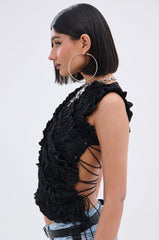 FOREVER AND EVER SLINKY TOP WITH LACE UP BACK