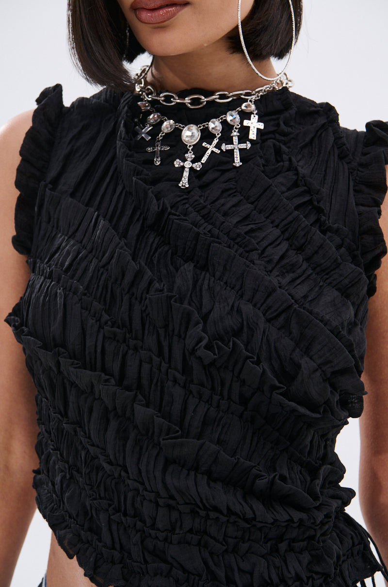 FOREVER AND EVER SLINKY TOP WITH LACE UP BACK