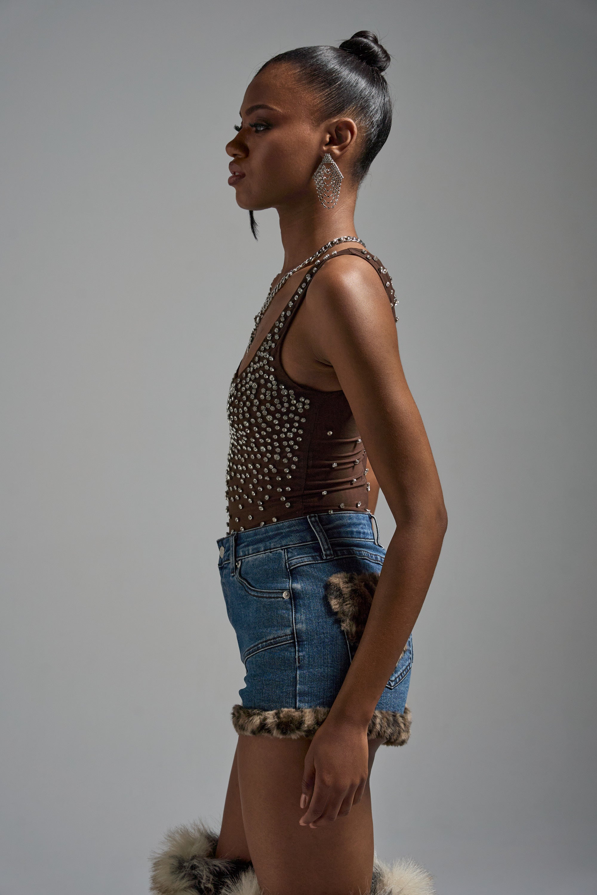 POP IT OFF QUEEN RHINESTONE BODYSUIT