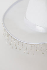 Dolly Diamante Fringe Cowboy Hat White