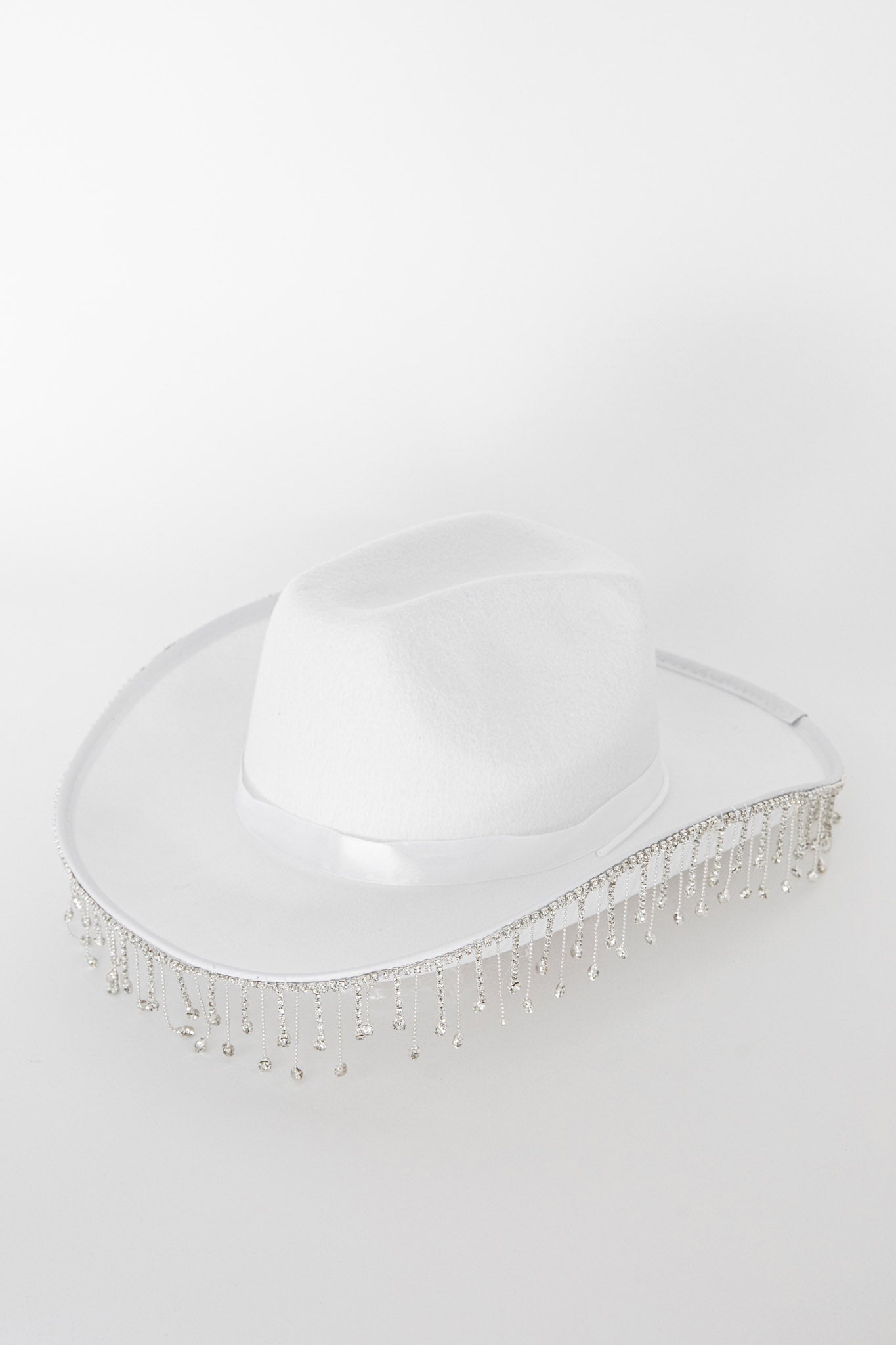 Dolly Diamante Fringe Cowboy Hat White