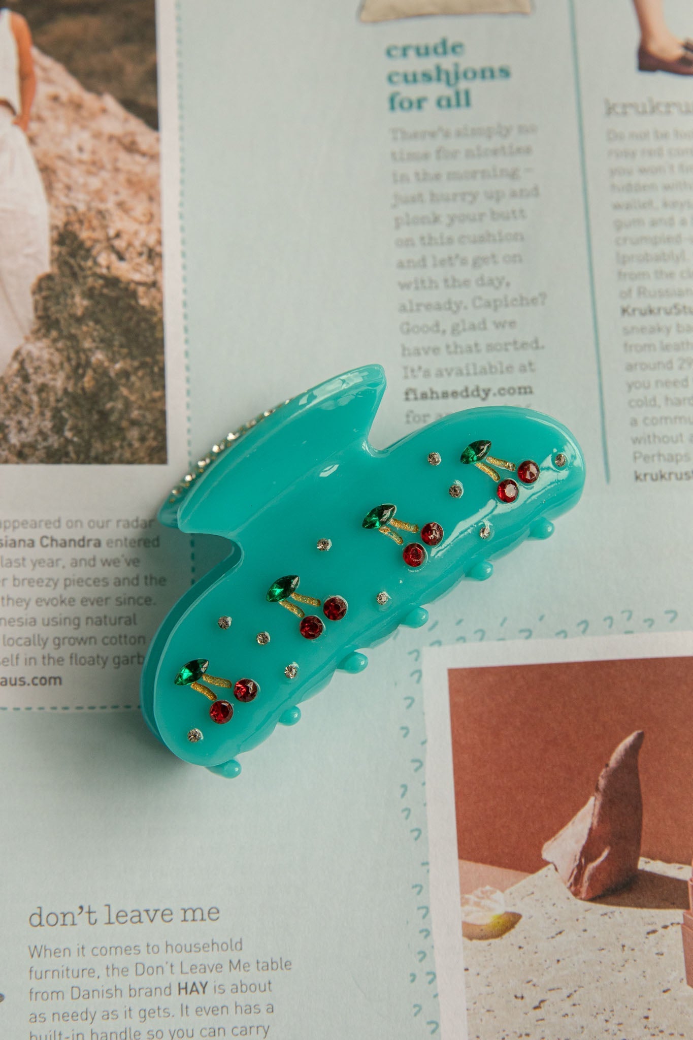 Cherry Pie Hair Clip Blue