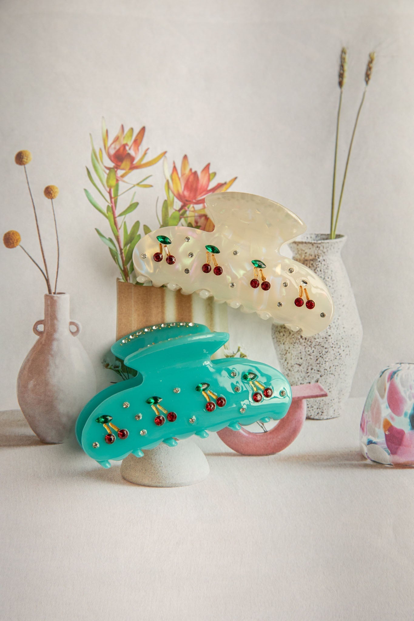Cherry Pie Hair Clip White