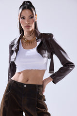 HARLEY LUXE ULTRA CROP MOTO IN CHOCOLATE