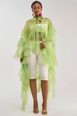 IN BLOOM FLORAL TOP IN GREEN MULTI