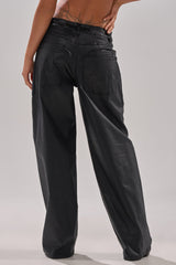 DONT GIVE UP COATED WIDE LEG DENIM WITH GROMMET