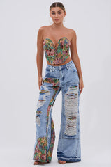 THOUGHT I KNEW YOU RELAXED DENIM WITH BROCADE