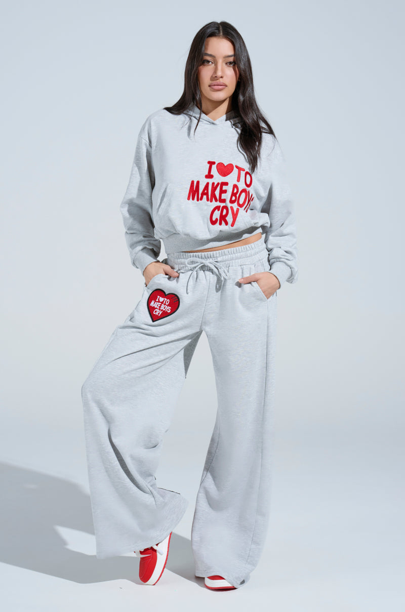 I LOVE TO MAKE BOYS CRY WIDE LEG SWEATPANT