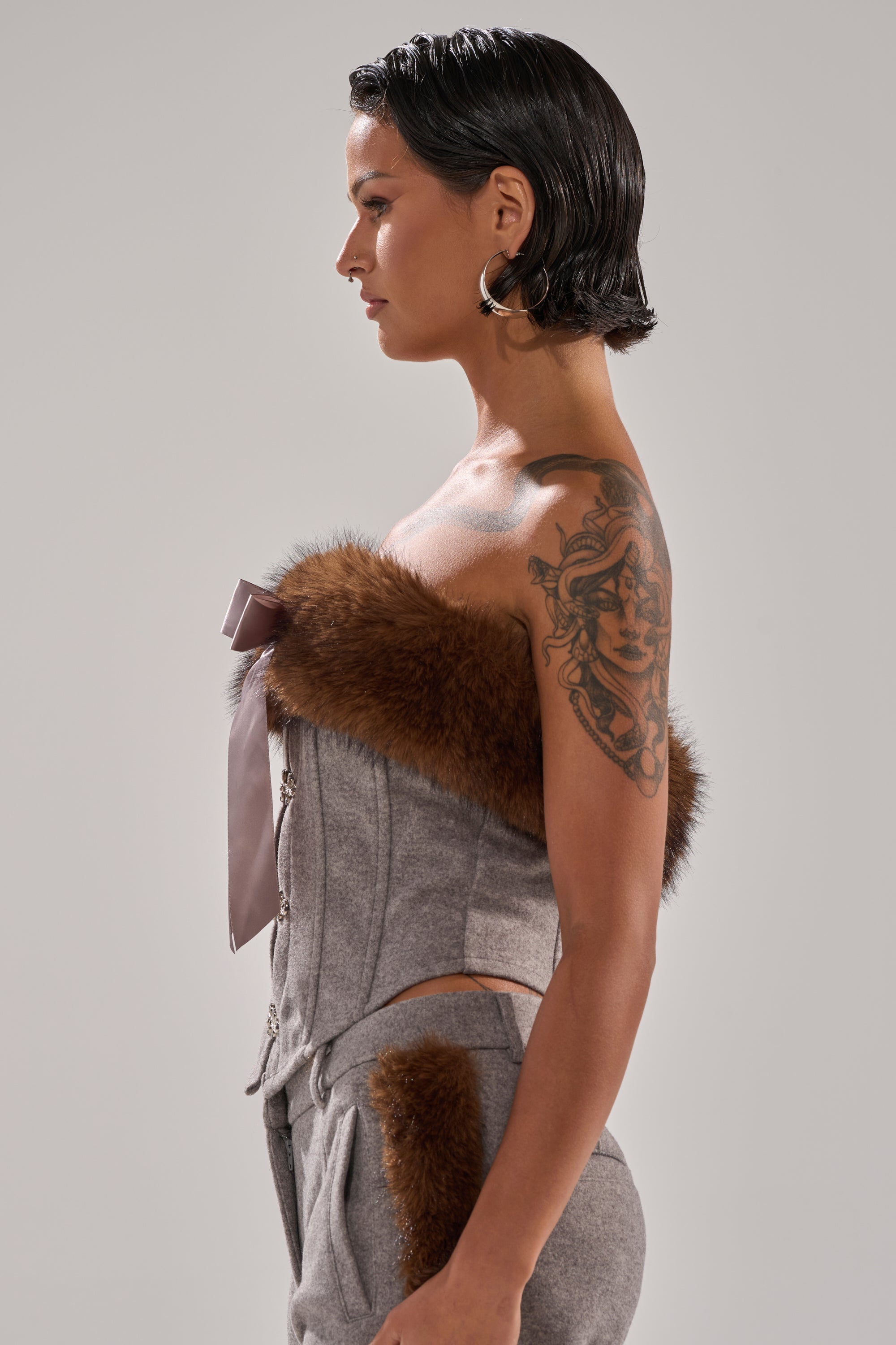 HALLE FUR TRIM CORSET