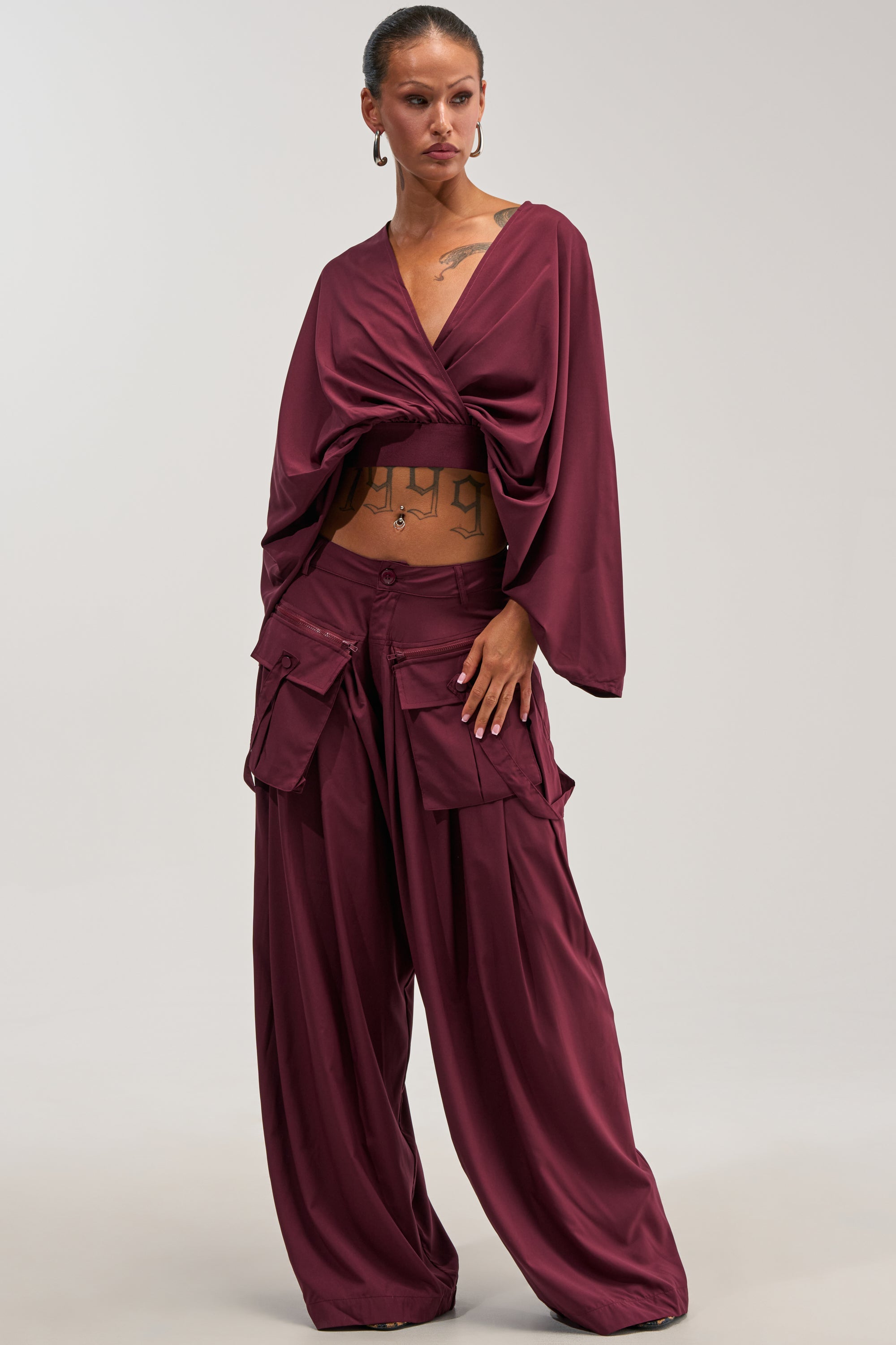 TALK ABOUT ME TROUSER IN DEEP BURGUNDY